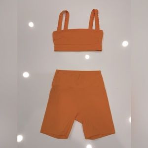 Adanola orange tangerine 2 PIECE biker short set - SMALL TOP, MEDIUM BOTTOMS